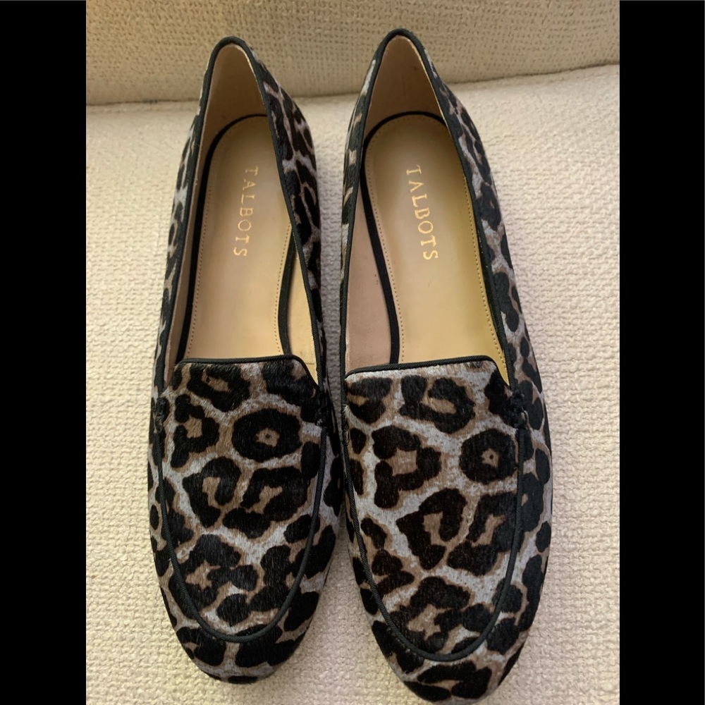 New Without Box Talbots Animal leopard Print Calf Hair Slip On Flats SZ 10N